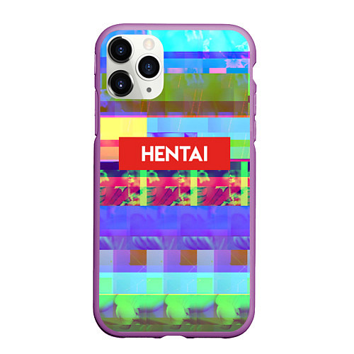 Чехол iPhone 11 Pro матовый Hentai TV / 3D-Фиолетовый – фото 1