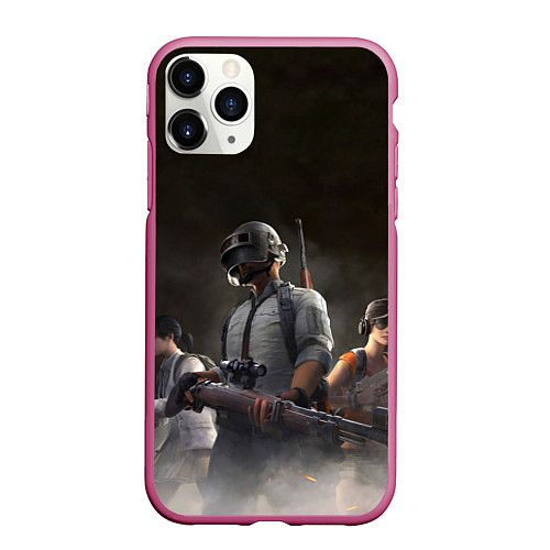 Чехол iPhone 11 Pro матовый PUBG Soldier / 3D-Малиновый – фото 1