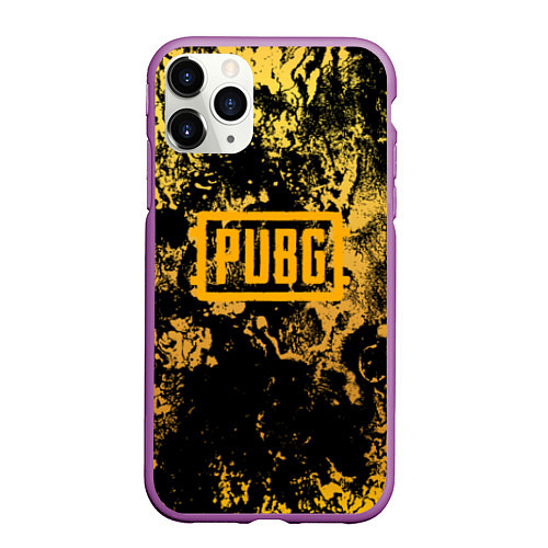 Чехол iPhone 11 Pro матовый PUBG: Yellow Marble / 3D-Фиолетовый – фото 1