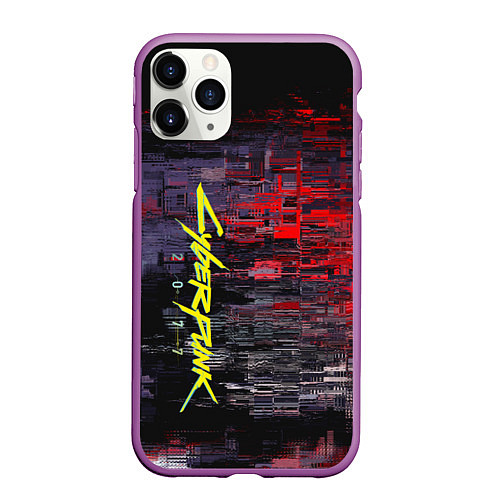 Чехол iPhone 11 Pro матовый Cyberpunk 2077 / 3D-Фиолетовый – фото 1