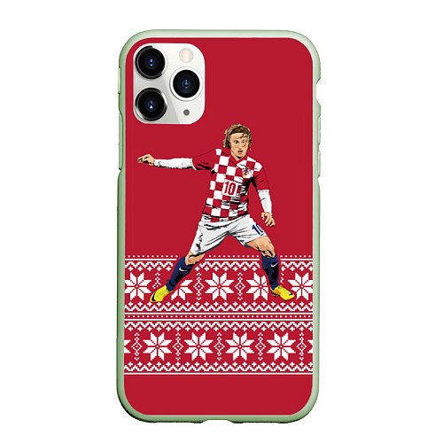 Чехол iPhone 11 Pro матовый Luka Modric / 3D-Салатовый – фото 1