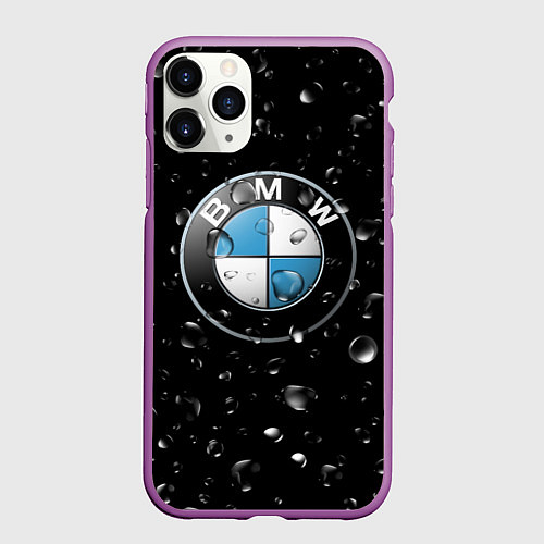 Чехол iPhone 11 Pro матовый BMW под Дождём / 3D-Фиолетовый – фото 1
