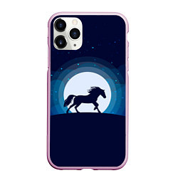 Чехол iPhone 11 Pro матовый Лошадь под луной, цвет: 3D-розовый