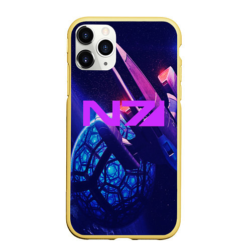 Чехол iPhone 11 Pro матовый N7: Neon Space / 3D-Желтый – фото 1