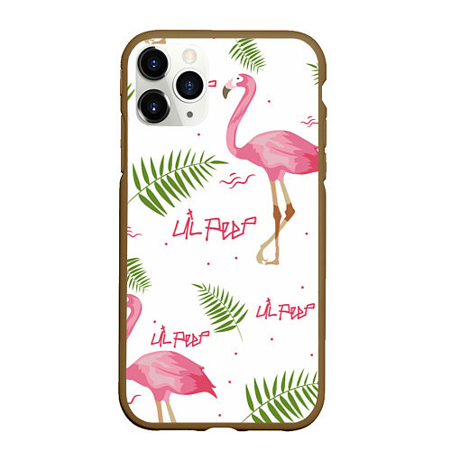 Чехол iPhone 11 Pro матовый Lil Peep: Pink Flamingo / 3D-Коричневый – фото 1