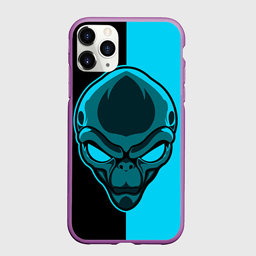 Чехол iPhone 11 Pro матовый Space Alien / 3D-Фиолетовый – фото 1