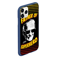 Чехол iPhone 11 Pro матовый Stan Lee: Father of Superhero, цвет: 3D-тёмно-синий — фото 2
