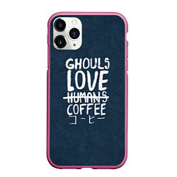 Чехол iPhone 11 Pro матовый Ghouls Love Coffee, цвет: 3D-малиновый