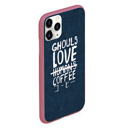 Чехол iPhone 11 Pro матовый Ghouls Love Coffee, цвет: 3D-малиновый — фото 2