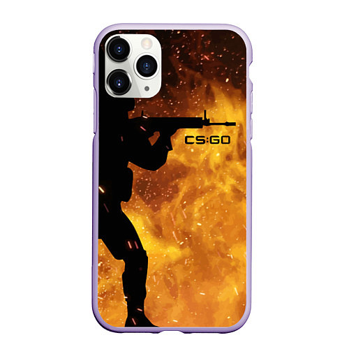 Чехол iPhone 11 Pro матовый CS:GO Dark Fire / 3D-Светло-сиреневый – фото 1