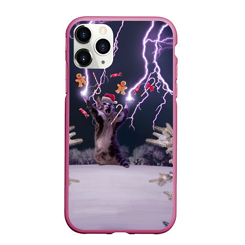 Чехол iPhone 11 Pro матовый Громокот NY version / 3D-Малиновый – фото 1