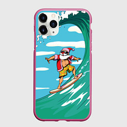 Чехол iPhone 11 Pro матовый Cool Santa, цвет: 3D-малиновый