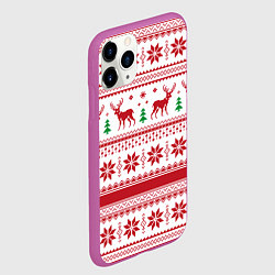 Чехол iPhone 11 Pro матовый Новогодние олени, цвет: 3D-фиолетовый — фото 2