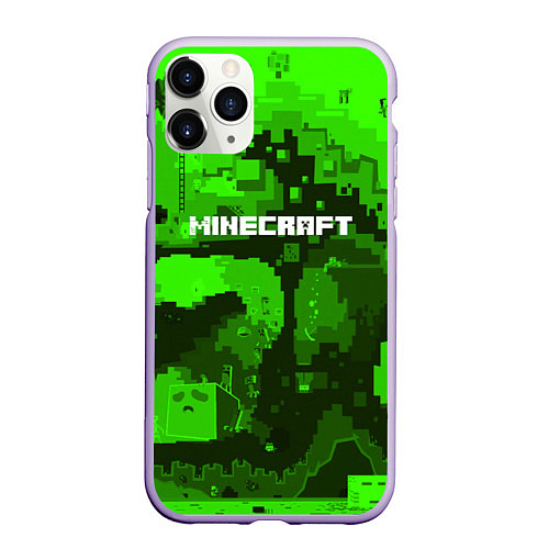 Чехол iPhone 11 Pro матовый Minecraft: Green World / 3D-Светло-сиреневый – фото 1