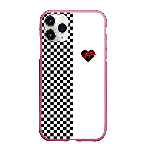 Чехол iPhone 11 Pro матовый ФРЕНДЗОНА: Шахматы / 3D-Малиновый – фото 1