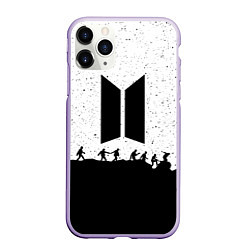 Чехол iPhone 11 Pro матовый BTS: Black Stars, цвет: 3D-светло-сиреневый