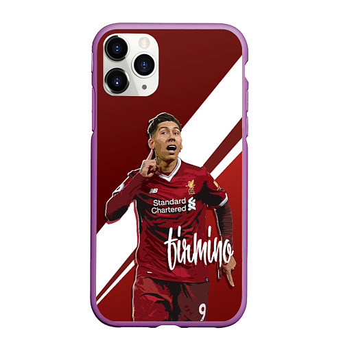 Чехол iPhone 11 Pro матовый Roberto Firmino / 3D-Фиолетовый – фото 1