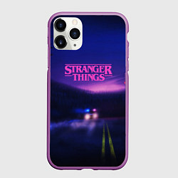 Чехол iPhone 11 Pro матовый Stranger Things: Neon Road, цвет: 3D-фиолетовый