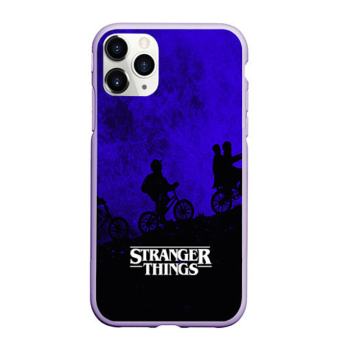 Чехол iPhone 11 Pro матовый Stranger Things: Moon Biker / 3D-Светло-сиреневый – фото 1