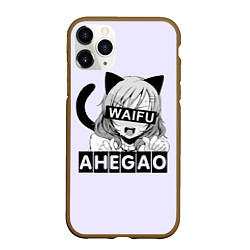 Чехол iPhone 11 Pro матовый Ahegao Waifu, цвет: 3D-коричневый