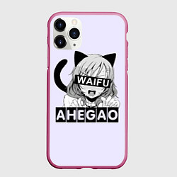 Чехол iPhone 11 Pro матовый Ahegao Waifu, цвет: 3D-малиновый
