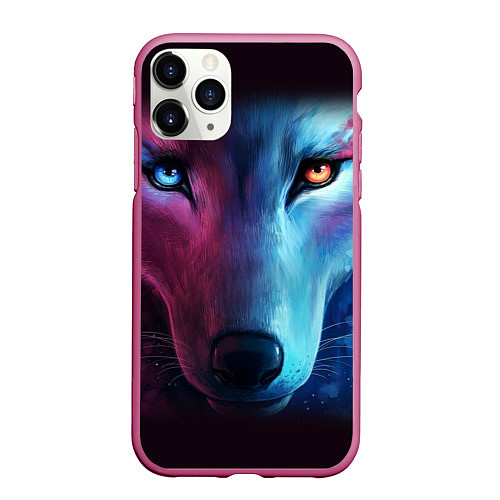 Чехол iPhone 11 Pro матовый Волчий взгляд / 3D-Малиновый – фото 1