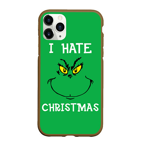 Чехол iPhone 11 Pro матовый I hate christmas / 3D-Коричневый – фото 1