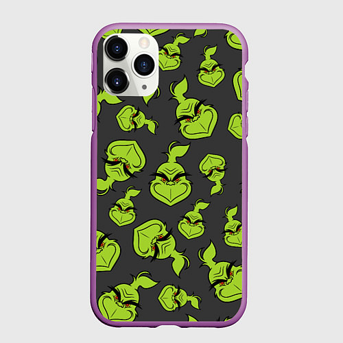 Чехол iPhone 11 Pro матовый The Grinch / 3D-Фиолетовый – фото 1