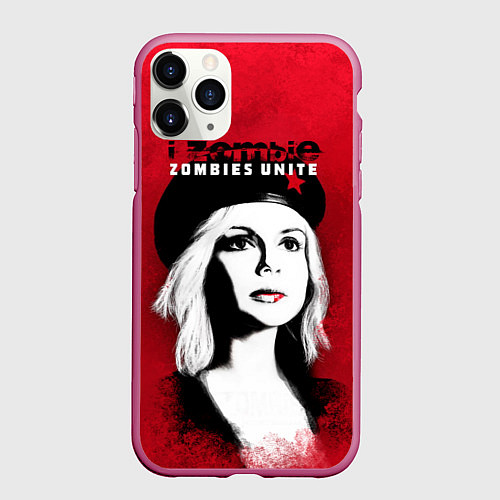 Чехол iPhone 11 Pro матовый Zombies Unite - Оливия Мур / 3D-Малиновый – фото 1