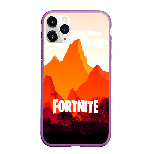 Чехол iPhone 11 Pro матовый FORTNITE / 3D-Фиолетовый – фото 1