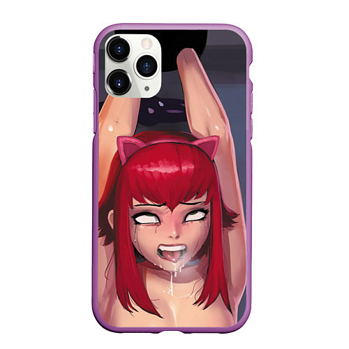 Чехол iPhone 11 Pro матовый Ahegao / 3D-Фиолетовый – фото 1