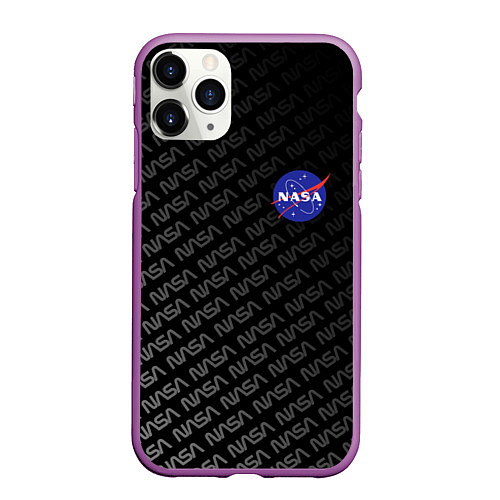 Чехол iPhone 11 Pro матовый NASA: Dark Space / 3D-Фиолетовый – фото 1