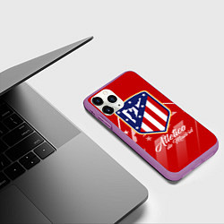 Чехол iPhone 11 Pro матовый ФК Атлетико Мадрид, цвет: 3D-фиолетовый — фото 2