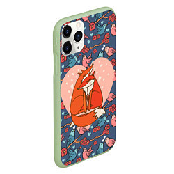 Чехол iPhone 11 Pro матовый Влюбленные лисички, цвет: 3D-салатовый — фото 2