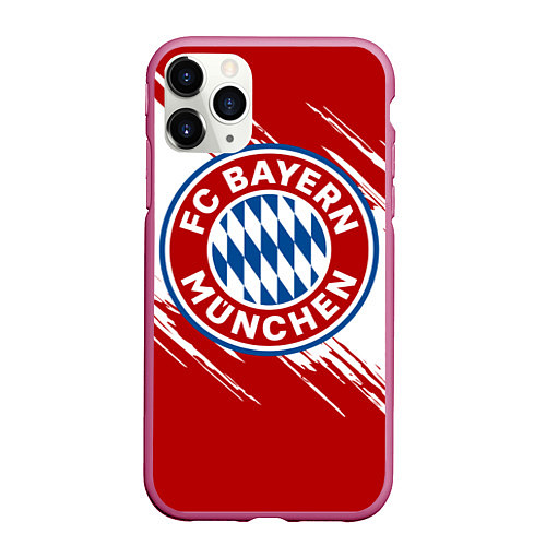 Чехол iPhone 11 Pro матовый ФК Бавария / 3D-Малиновый – фото 1