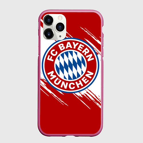 Чехол iPhone 11 Pro матовый ФК Бавария / 3D-Малиновый – фото 1