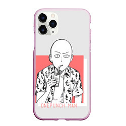 Чехол iPhone 11 Pro матовый Saitama: One-Punch Man, цвет: 3D-розовый