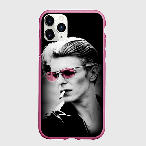 Чехол iPhone 11 Pro матовый Дэвид Боуи / 3D-Малиновый – фото 1