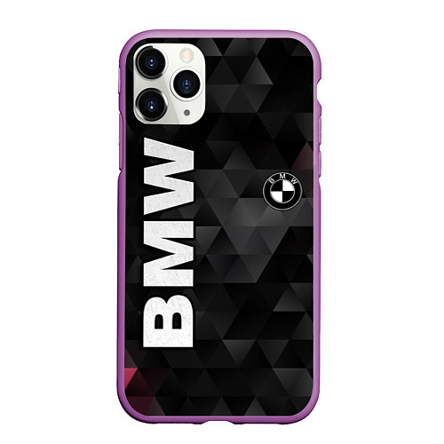 Чехол iPhone 11 Pro матовый BMW: Polygon / 3D-Фиолетовый – фото 1