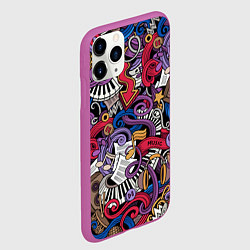 Чехол iPhone 11 Pro матовый Music collage, цвет: 3D-фиолетовый — фото 2