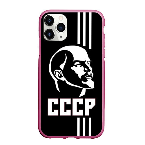 Чехол iPhone 11 Pro матовый СССР Ленин / 3D-Малиновый – фото 1