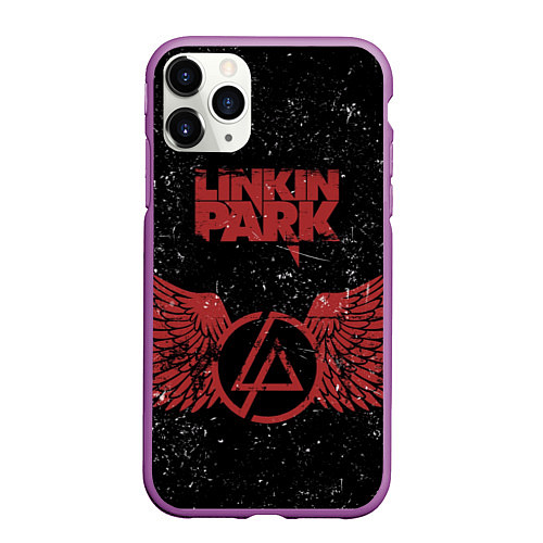 Чехол iPhone 11 Pro матовый Linkin Park: Red Airs / 3D-Фиолетовый – фото 1