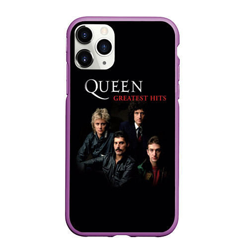 Чехол iPhone 11 Pro матовый Queen: Greatests Hits / 3D-Фиолетовый – фото 1