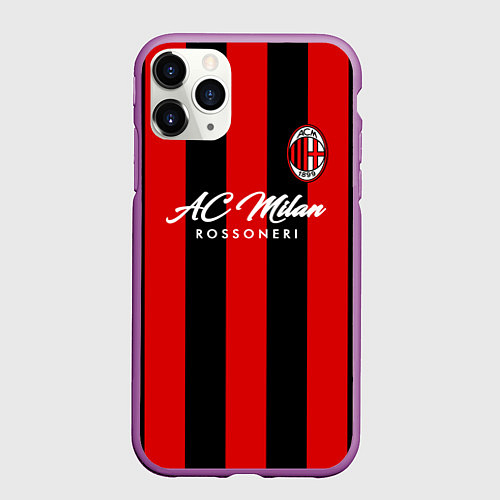 Чехол iPhone 11 Pro матовый AC Milan / 3D-Фиолетовый – фото 1