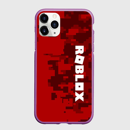 Чехол iPhone 11 Pro матовый ROBLOX: Red Camo / 3D-Фиолетовый – фото 1