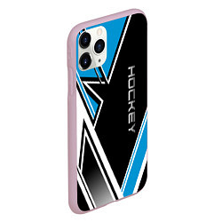 Чехол iPhone 11 Pro матовый Hockey black blue white, цвет: 3D-розовый — фото 2