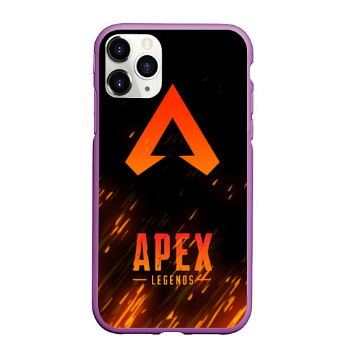 Чехол iPhone 11 Pro матовый Apex Legends: Orange Flame / 3D-Фиолетовый – фото 1
