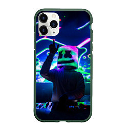 Чехол iPhone 11 Pro матовый Marshmello: Neon DJ, цвет: 3D-темно-зеленый