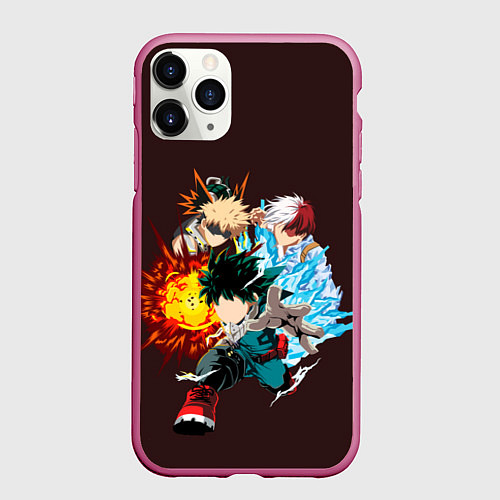 Чехол iPhone 11 Pro матовый Моя Геройская Академия / 3D-Малиновый – фото 1