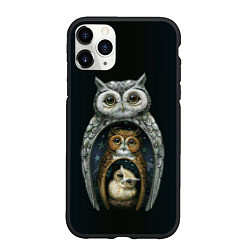 Чехол iPhone 11 Pro матовый Сова-матрешка, цвет: 3D-черный